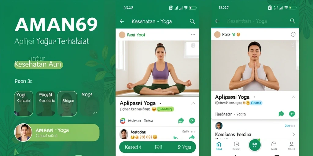 Antarmuka aplikasi AMAN69 yang sederhana dan fungsional untuk latihan Yoga.