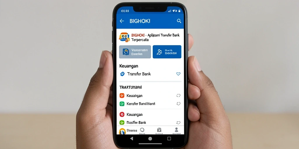 Tampilan antarmuka BIGHOKI yang user-friendly untuk Transfer Bank.