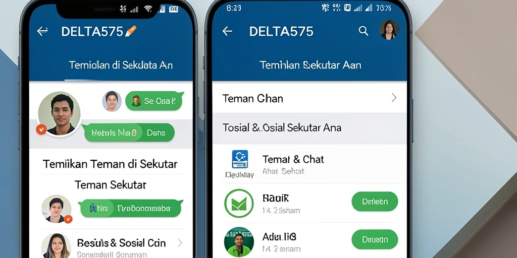 Tampilan antarmuka DELTA575 yang interaktif untuk menjalin pertemanan.