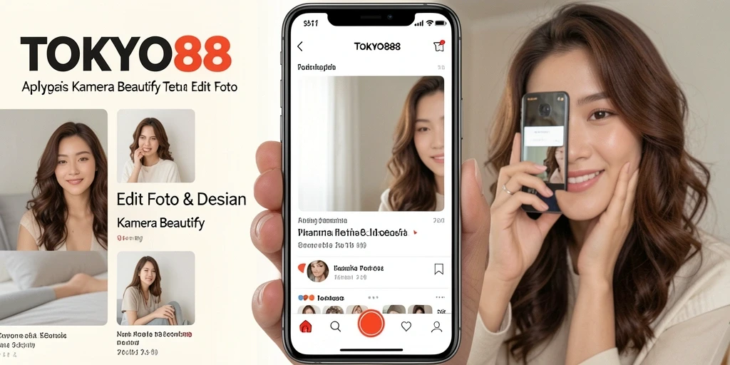 Tampilan screenshot aplikasi TOKYO88 menunjukkan fitur edit foto yang menyenangkan.